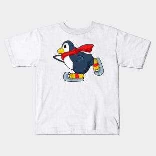 Penguin at Ice skating with Ice skates Kids T-Shirt